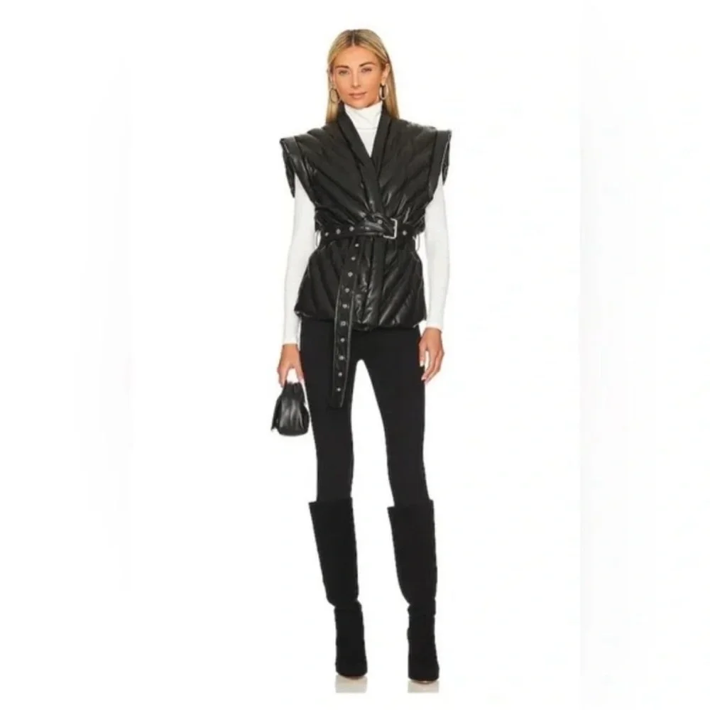 Blank NYC Black Belted Quilted Vest - Picture 2 of 3